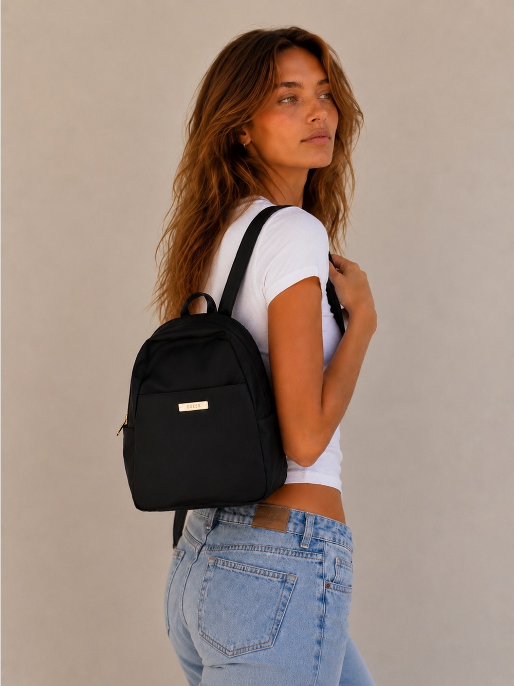 Y2k Guess Mini Black Nylon Backpack Small Travel Backpack Coquette